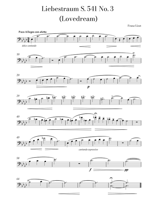 Liszt - Liebestraum (Love Dream) Solo Cello (Arr. Lais Reis) (Cello Solo)