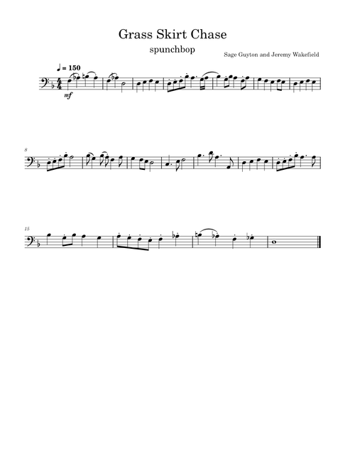 Spongebob squarepants - grass skirt chase – Misc Cartoons Grass Skirt Chase - Trombome/Euphonium Solo