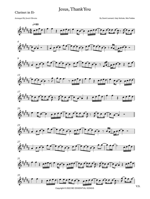Jesus, Thank You (Arr. Josiel Oliveira) - David Leonard (Clarinet Solo)
