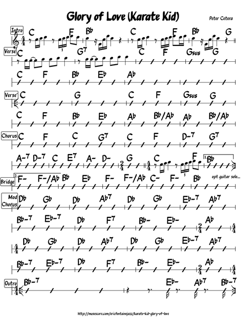 Karate Kid: Glory of Love (chordsheet)