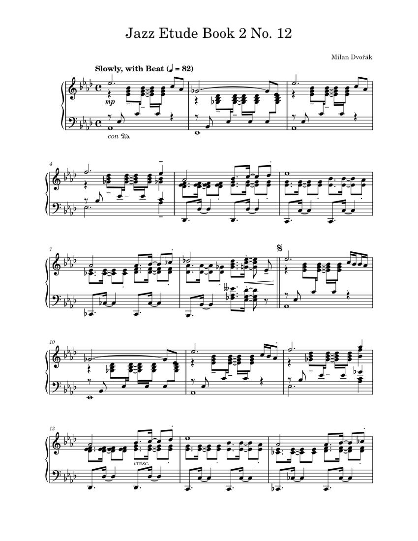 Jazz Piano Etudes, Book 2: No. 12 – Milan Dvořák Sheet Music for Jazz Piano Etudes, Book 2: No. 12 – Milan Dvořák Sheet Music for