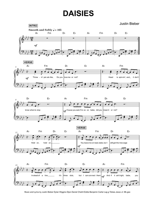 DAISIES - Justin Bieber (Piano)