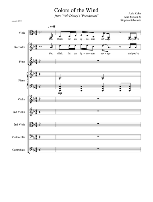 Pocahontas -- Colors Of The Wind (Disney) [Flute & Strings]