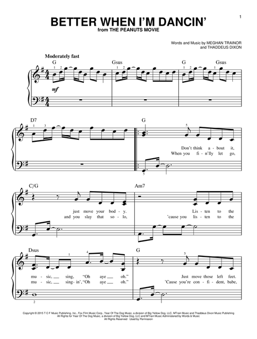 Better When I'm Dancin' - Meghan Trainor (Very Easy Piano)