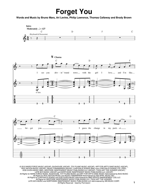 F**k You (Forget You) - Cee Lo Green, Glee (TV Series), Glee Cast (Guitar Tab Play-Along)