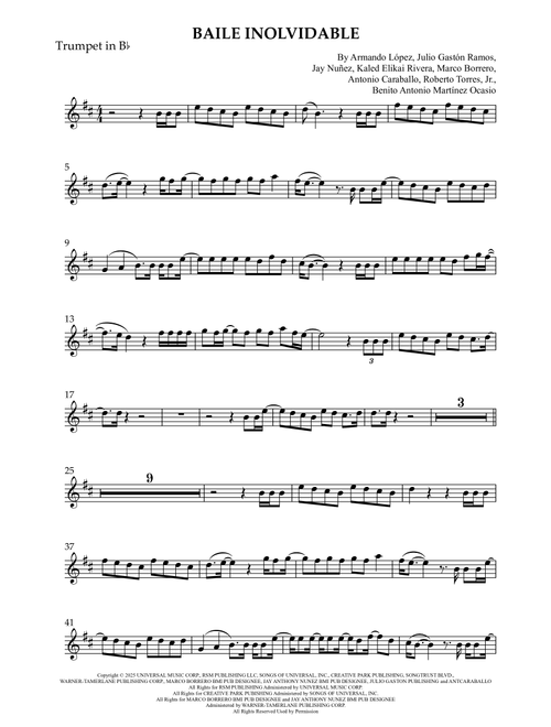 Baile Inolvidable (Arr. Matheus Felix) - Bad Bunny (Trumpet Solo)