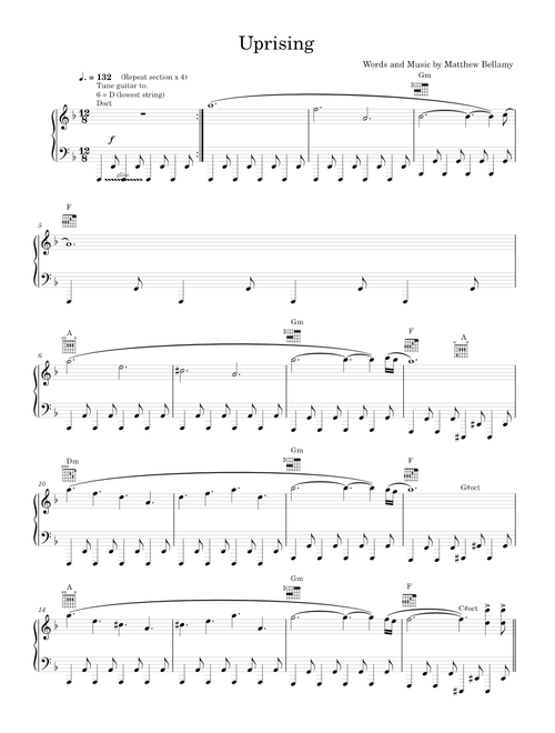 Uprising - Muse (Piano-Voice-Guitar)