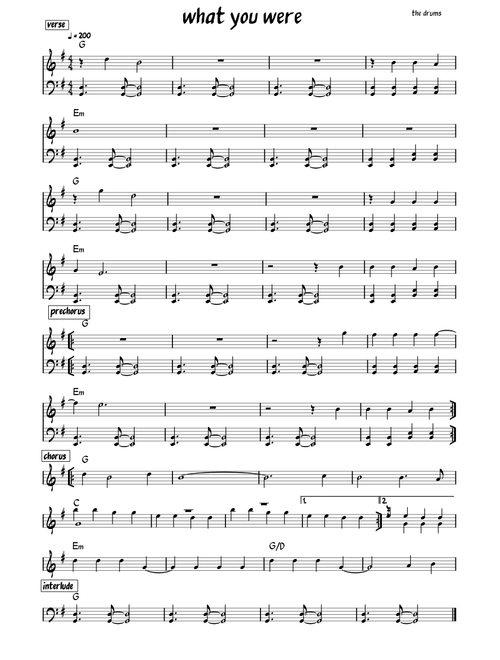 What you were – The Drums - Leadsheet