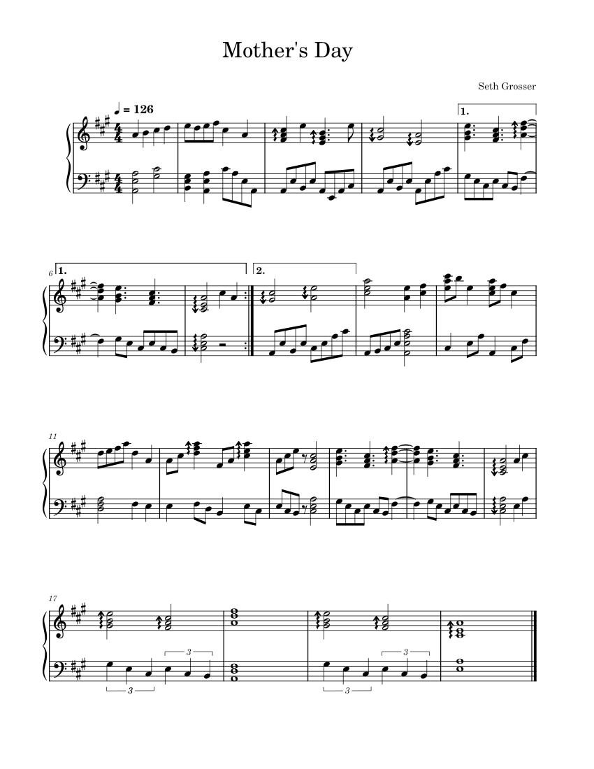 Mother's Day Sheet Music for Piano (Solo) Easy | MuseScore.com