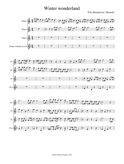 Winter wonderland for flute trio and alto flute