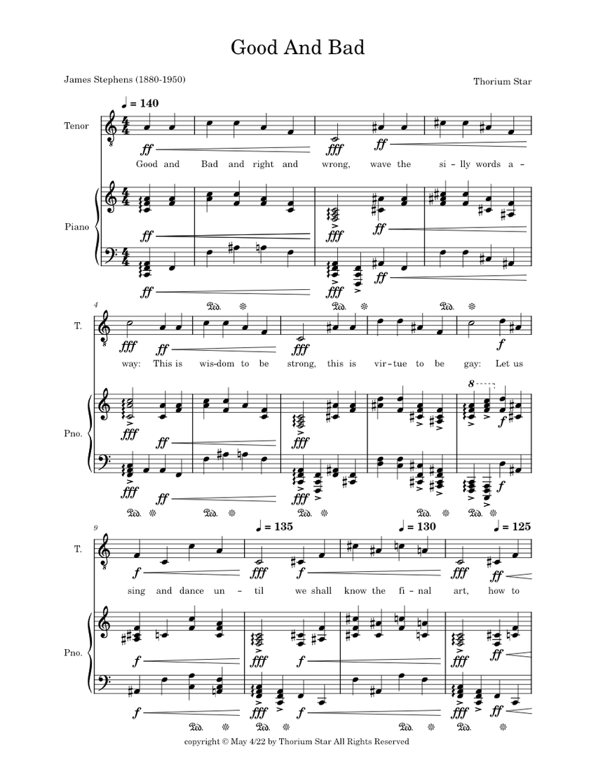 Good And Bad Sheet music for Piano, Tenor (Piano-Voice) | Musescore.com
