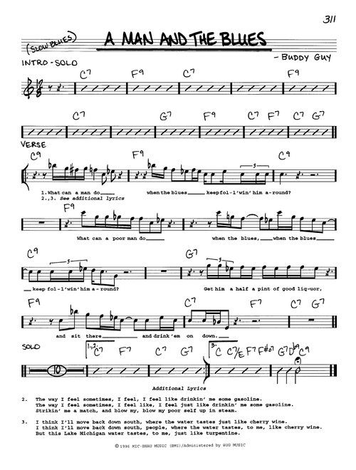 A Man And The Blues - Buddy Guy (Real Book - Melody-Chords-Lyrics)