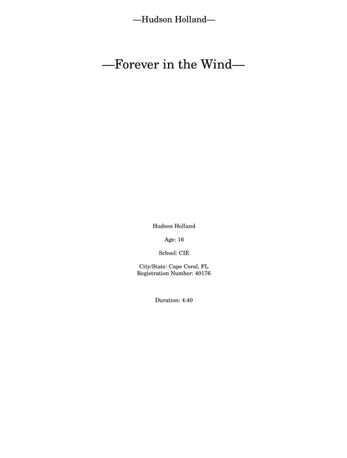 Forever in the Wind | Symphony No. 1, Mov. 1 - Score Only (Arr. Hudson Holland) (Full Orchestra)