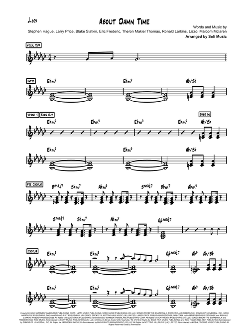 About Damn Time (Arr. Soli Music) - Lizzo (Lead Sheet - Fake Book)