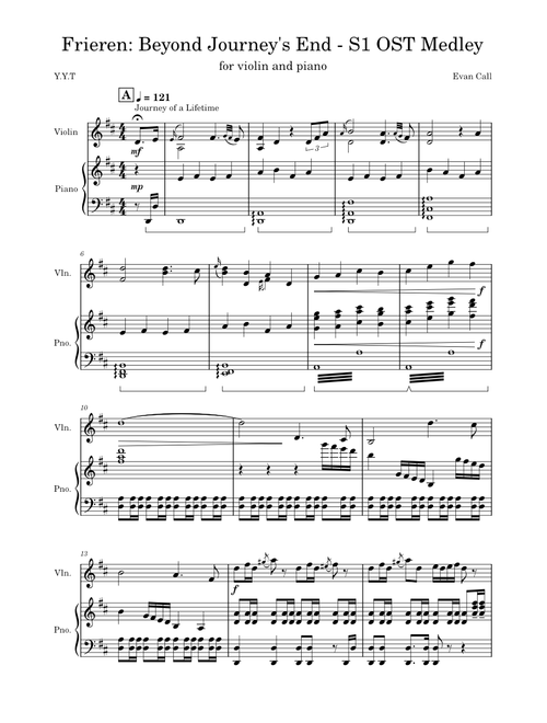 Frieren: Beyond Journey's End - Medley Duet (Violin & Piano)