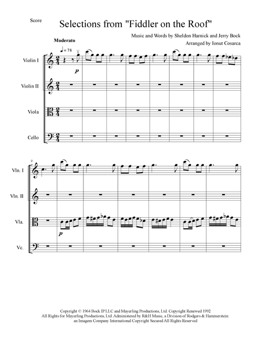Fiddler On The Roof (Arr. Ionut Cosarca) - Jerry Bock, Sheldon Harnick (String Quartet)