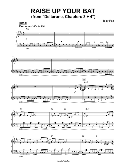 Raise Up Your Bat (from Deltarune, Chapters 3 + 4) - Toby Fox (Piano)