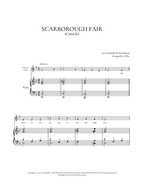 Scarborough Fair/canticle (Arr. Phee) - Simon & Garfunkel (Clarinet and Piano)