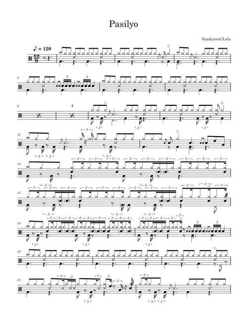 Pasilyo – Sunkissed Lola (Drum Sheet Music)