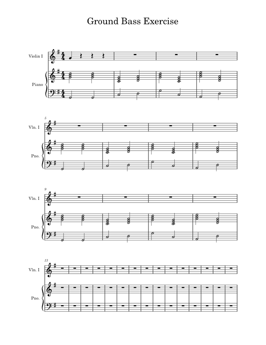 Ground Bass Template Sheet music for Piano, Violin (Solo)