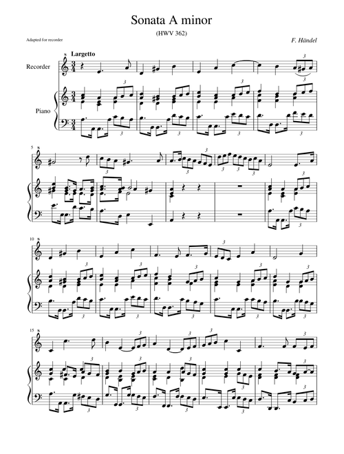 Sonata A minor HWV 362 (full) - Händel (Recorder)