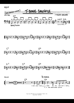 T-bone Shuffle – T-Bone Walker Sheet Music and Tab with Chords for