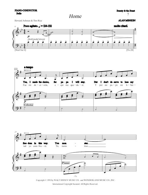 Home by Alan Menken (from Beauty and the Beast) [English Spanish]