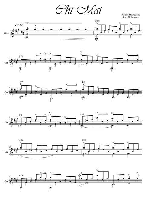 Chi Mai (Arr. José Hernán Navarro Sánchez) - Ennio Morricone (Solo Guitar)