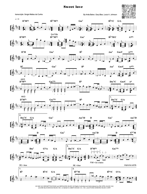 Sweet Love (Arr. Piano) - Anita Baker (Piano Chords-Lyrics)