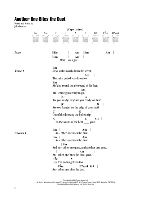Another One Bites The Dust - Queen (Guitar Chords-Lyrics)