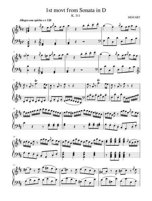 1st movt from Sonata in D