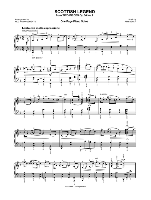 Scottish Legend (Arr. MCC Arrangements) - Amy Beach (Piano Solo)