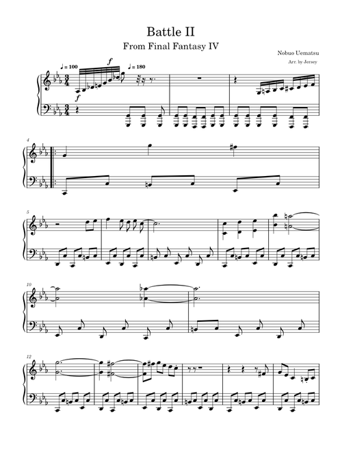 Final Fantasy IV solo piano arrangements sheet music by