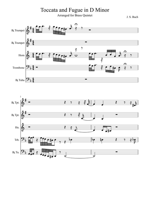 Toccata and Fugue in D Minor - Brass Quintet