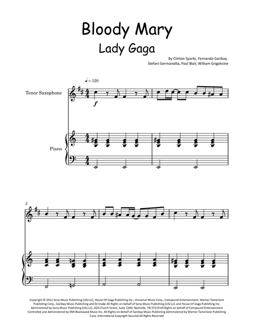 Bloody Mary (Arr. Glauco Fernandes) - Lady Gaga (Tenor Sax and Piano)