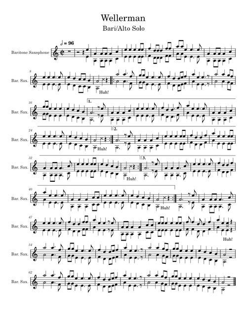 Wellerman – Misc Traditional Wellerman Alto/Bari Sax Solo