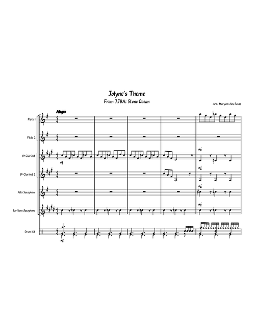 Jolyne's Theme – Woodwind Sextet