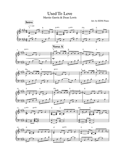 Used To Love (Arr. EDM Piano) - Martin Garrix & Dean Lewis (Piano Solo)