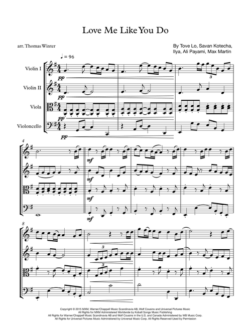 Love Me Like You Do (Arr. Thomas Winter) - Ellie Goulding (String Quartet)