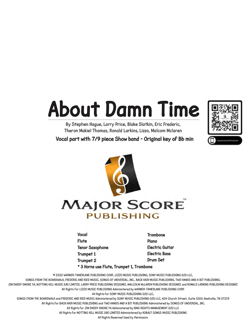About Damn Time (Arr. MAJOR SCORE PUBLISHING TM.) - Lizzo (Large Ensemble)