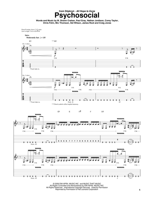 Psychosocial - Slipknot (Guitar Tab)