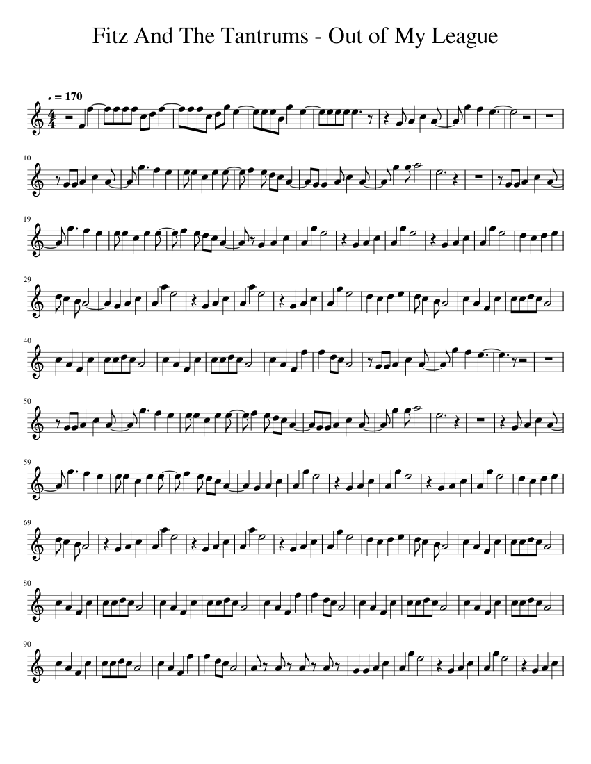Fitz And The Tantrums Out of My League Sheet music for Flute Solo Musescore