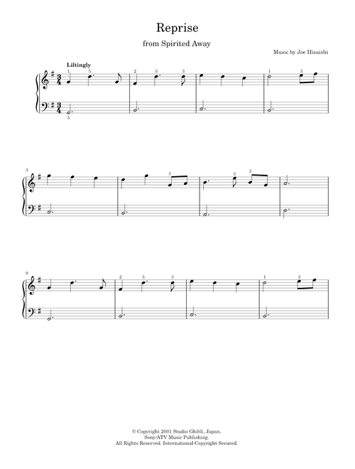 Reprise (from Spirited Away) - Joe Hisaishi (Easy Piano)