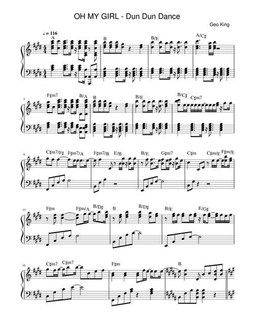 Dun Dun Dance (Arr. Gregory King) - Oh My Girl (Easy Piano)