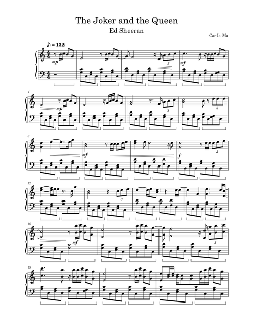 The joker and the queen – Ed Sheeran – Piano Version