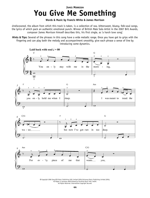 You Give Me Something - James Morrison (Really Easy Piano)