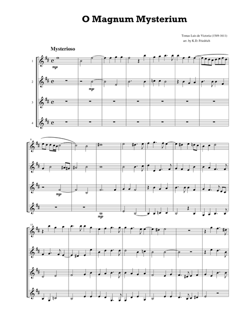 O Magnum Mysterium (Arr. Kenneth D. Friedrich) - Tomas Luis De Victoria (Woodwind Ensemble)