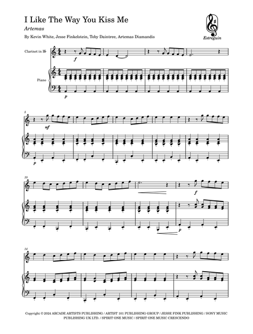 I Like The Way You Kiss Me (Arr. Estreguin) - Artemas (Clarinet and Piano)