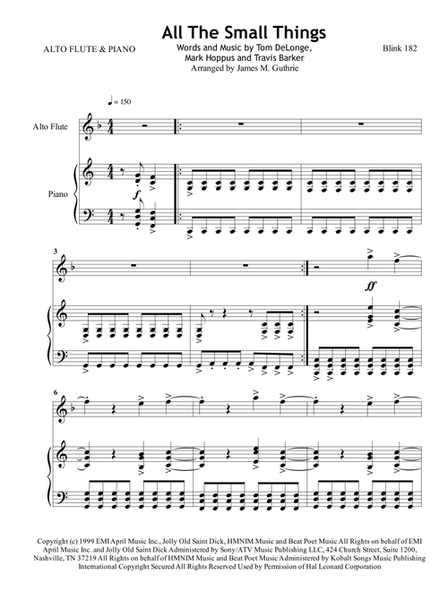 All The Small Things (Arr. James M. Guthrie, ASCAP) - Blink 182 (Flute and Piano)