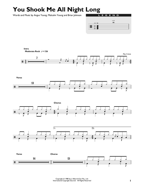You Shook Me All Night Long - AC/DC (Drum Chart)